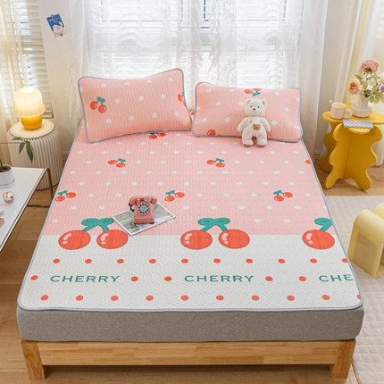 默忆 2025新款凉感丝印花乳胶凉席 甜心樱桃