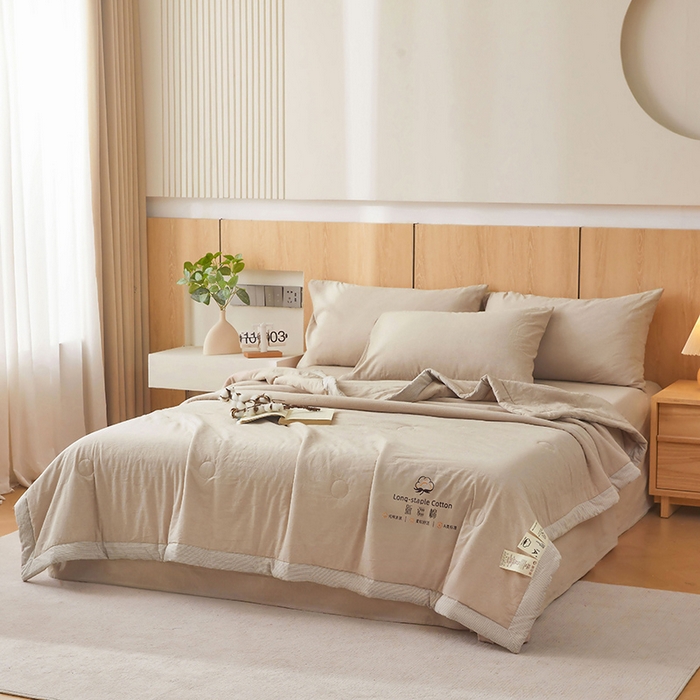 91家纺网 家纺一手货源 找家纺 2025新款无印风纯色100%新疆棉夏被夏凉被空调被棉花夏被棉花被子被芯爆款可机洗（包检测） 新疆棉-卡其