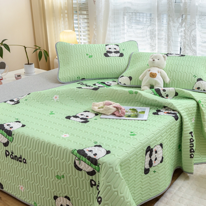 91家纺网 家纺一手货源 找家纺 默忆 2025新款凉感丝印花乳胶凉席 开心熊猫