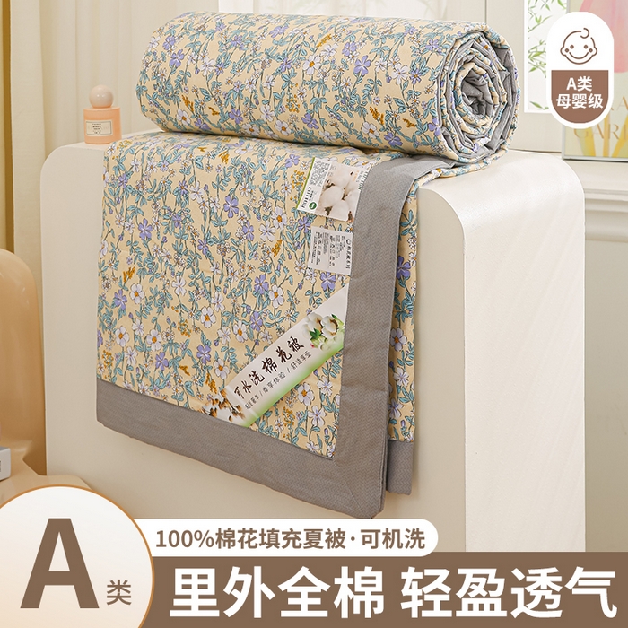 91家纺网 家纺一手货源 找家纺 锦鹭被业 2025新款A类里外全棉印花夏被 清香