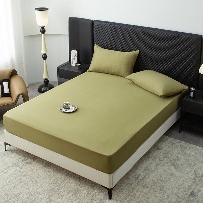 91家纺网 家纺一手货源 找家纺 简宜家居（朝初家纺） 2025新款兰精天丝单床笠 柔肌-松绿