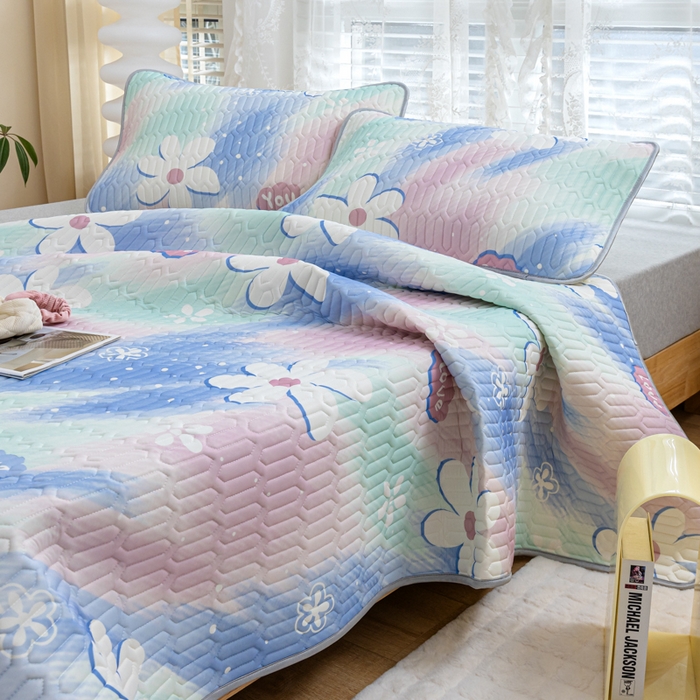 91家纺网 家纺一手货源 找家纺 默忆 2025新款凉感丝印花乳胶凉席 七彩世界