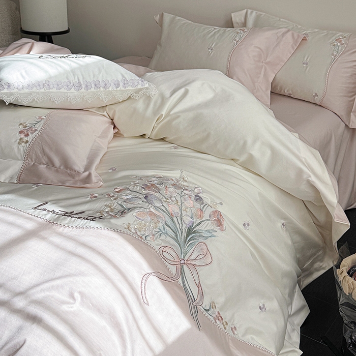 91家纺网 家纺一手货源 找家纺 （总）优悦生活馆 2025新款全棉新疆长绒棉四件套-鸢尾花畔 控价