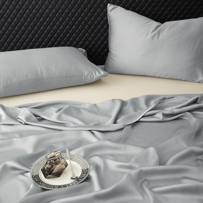 91家纺网 家纺一手货源 找家纺 简宜家居（朝初家纺） 2025新款A棉兰精天丝单床单 柔肌-高级灰