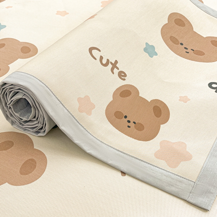 91家纺网 家纺一手货源 找家纺 绒艺席业 2025新款600D冰丝印花数码印花冰藤席卡通小清新系列 星星熊