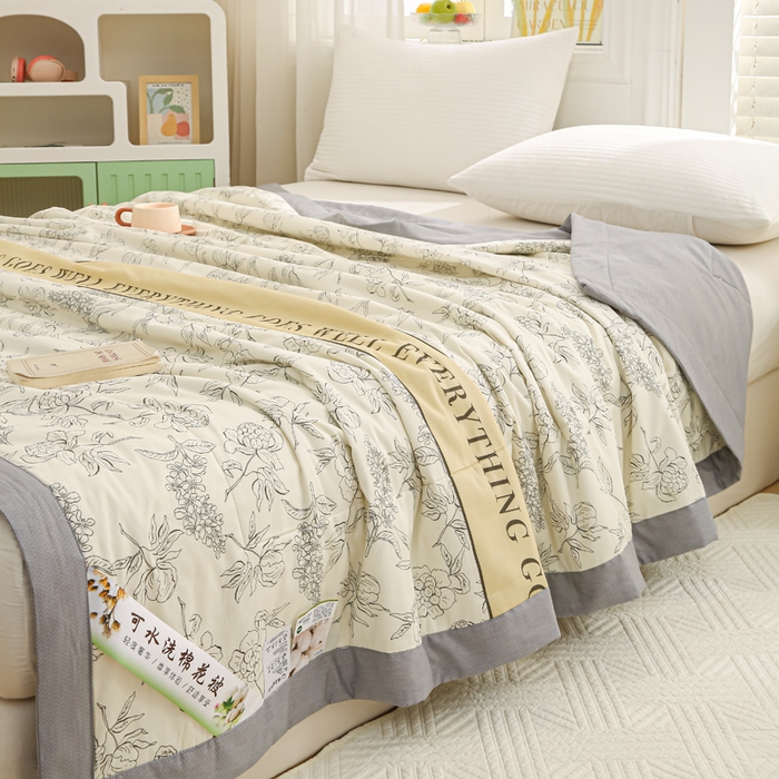 91家纺网 家纺一手货源 找家纺 锦鹭被业 2025新款A类里外全棉印花夏被 山茶花