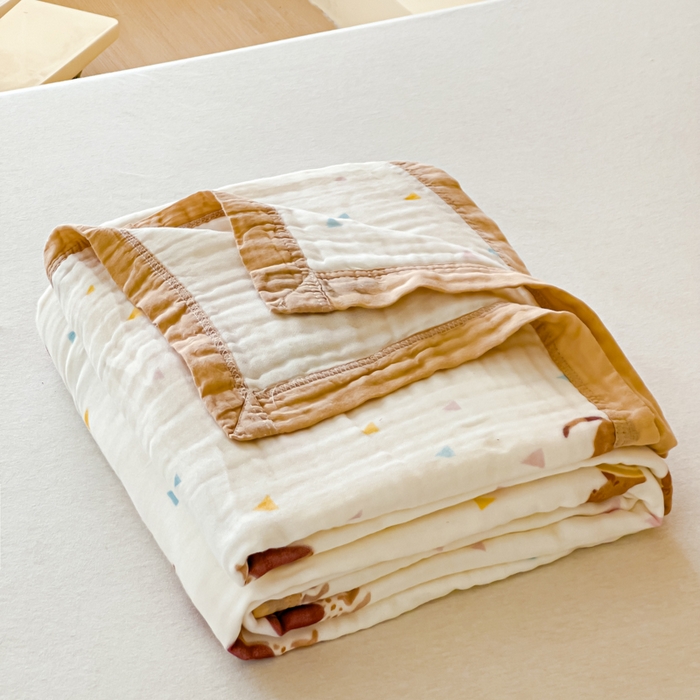 91家纺网 家纺一手货源 找家纺 乐家毛巾被2025新款全棉六层一体超柔泡泡纱多功能毯 大耳狗