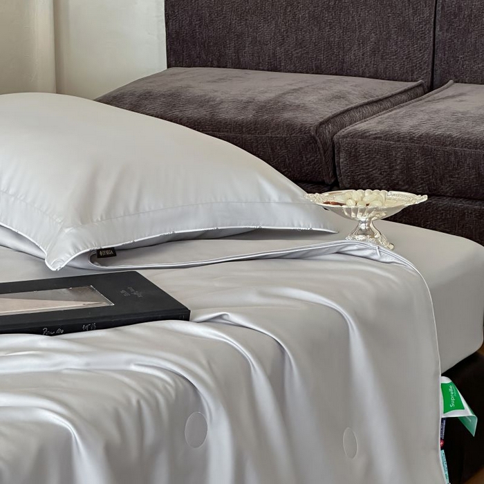 91家纺网 家纺一手货源 找家纺 茧羽世家 2025天丝纯色床笠夏被被子如丝系列 如丝 蜜桃灰