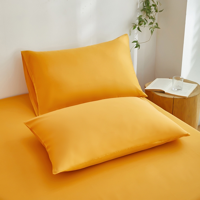 91家纺网 家纺一手货源 找家纺 艾橙家纺 2025新款正宗133x72喷气织造全棉纯棉纯色床笠三件套 香槟黄