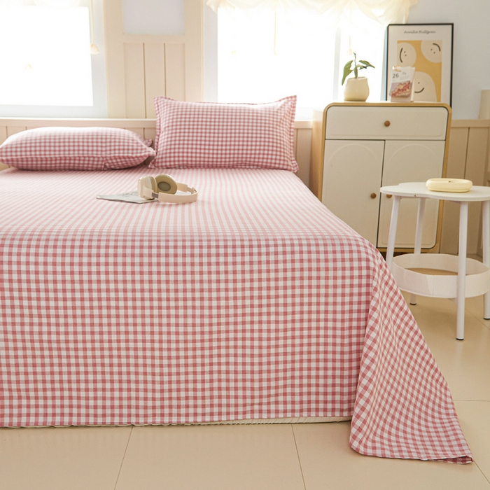 91家纺网 家纺一手货源 找家纺 2025新款全棉色织老粗布四件套 红尘