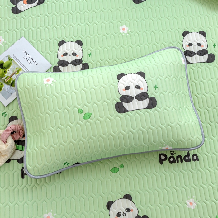 91家纺网 家纺一手货源 找家纺 默忆 2025新款凉感丝印花乳胶凉席 开心熊猫