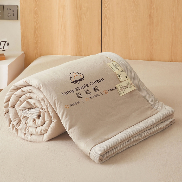 91家纺网 家纺一手货源 找家纺 2025新款无印风纯色100%新疆棉夏被夏凉被空调被棉花夏被棉花被子被芯爆款可机洗（包检测） 新疆棉-卡其