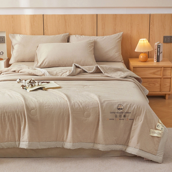 91家纺网 家纺一手货源 找家纺 2025新款无印风纯色100%新疆棉夏被夏凉被空调被棉花夏被棉花被子被芯爆款可机洗（包检测） 新疆棉-卡其