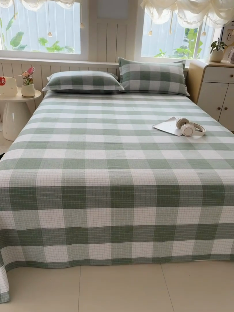 91家纺网 家纺一手货源 找家纺 2025新款全棉色织老粗布单床单 言格