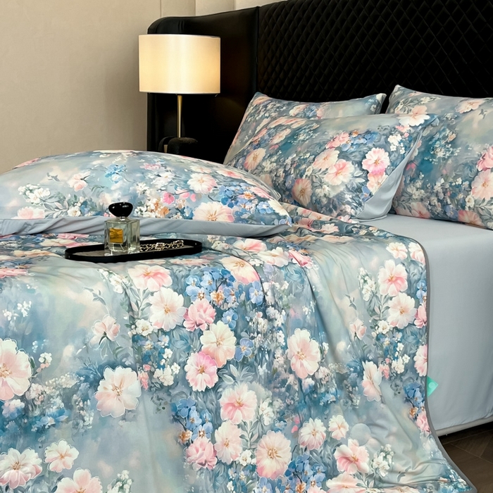 91家纺网 家纺一手货源 找家纺 花满路 2025新款成人夏被 清韵