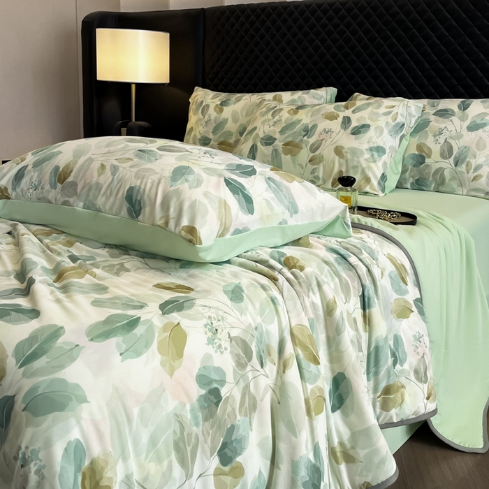 91家纺网 家纺一手货源 找家纺 花满路 2025新款成人夏被 墨染