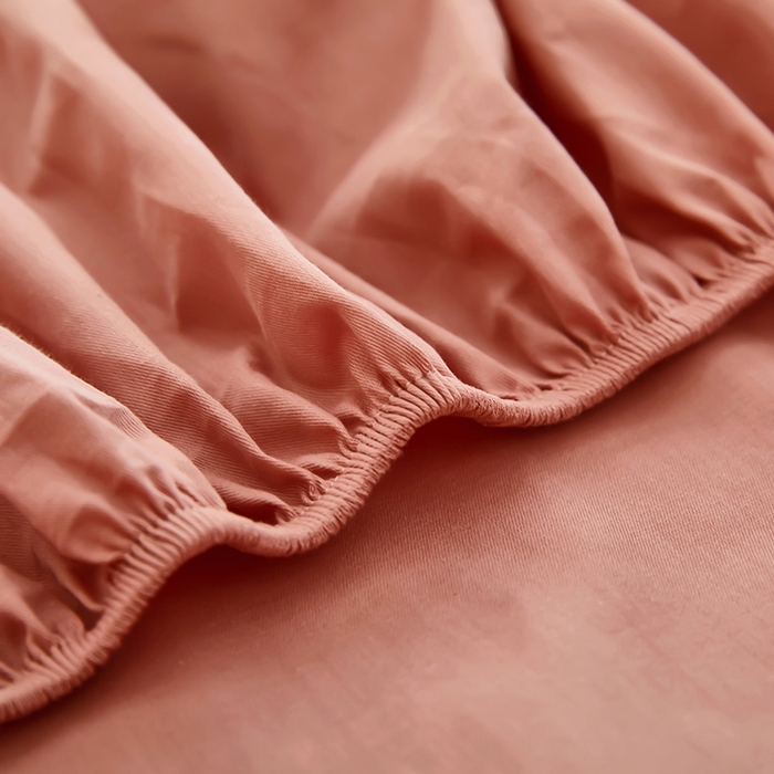 91家纺网 家纺一手货源 找家纺 艾橙家纺 2025新款正宗133x72喷气织造全棉纯棉纯色床笠三件套 豆沙