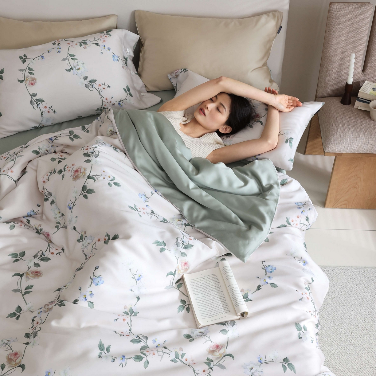 91家纺网 家纺一手货源 找家纺 玉宇阁 2025新款60S兰精天丝印花四件套 春棠