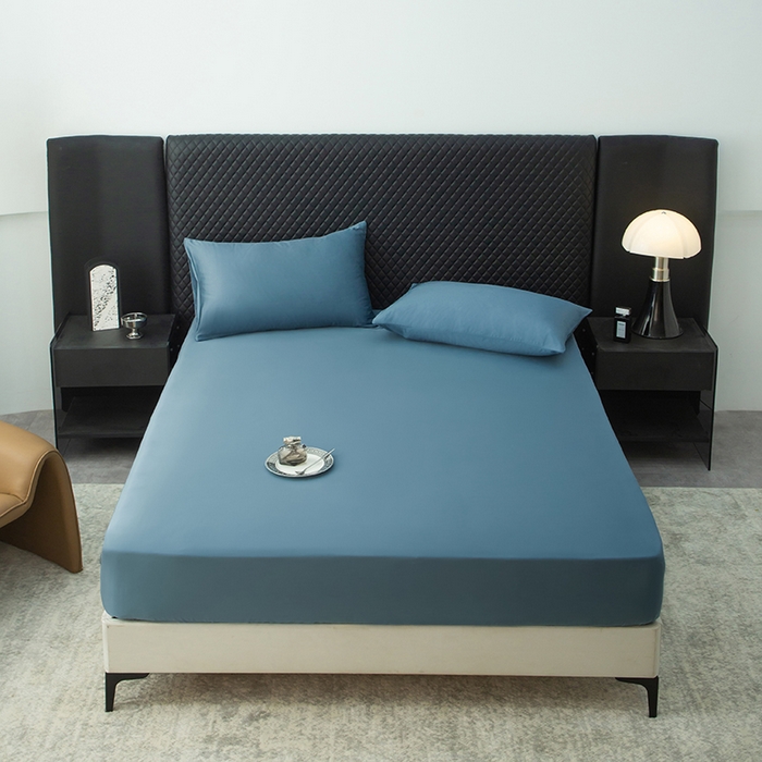 91家纺网 家纺一手货源 找家纺 简宜家居（朝初家纺） 2025新款兰精天丝单床笠 柔肌-宾利蓝