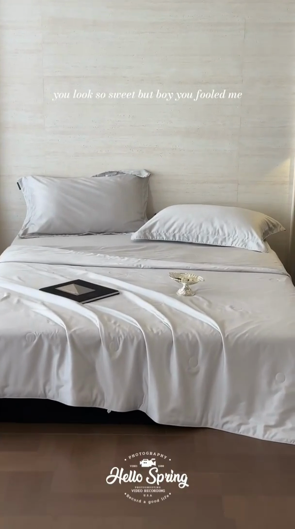 91家纺网 家纺一手货源 找家纺 茧羽世家 2025天丝纯色床笠夏被被子如丝系列 如丝 蜜桃灰