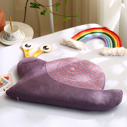91家纺网 家纺一手货源 找家纺 蔻眠 2025圆点蜗牛-全棉双层纱卡通儿童荞麦枕芯成人枕头 蜗牛-紫色 35x55cm