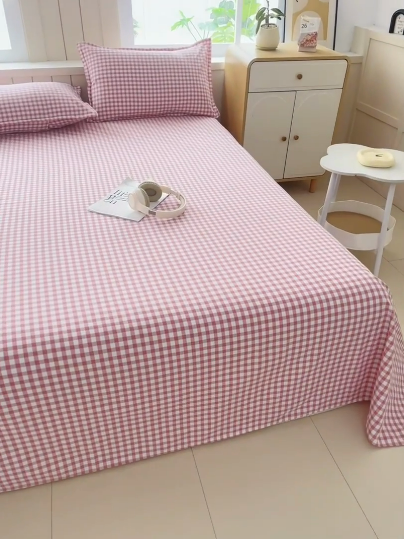 91家纺网 家纺一手货源 找家纺 2025新款全棉色织老粗布单床单 红尘