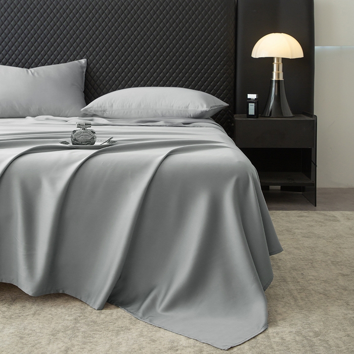 91家纺网 家纺一手货源 找家纺 简宜家居（朝初家纺） 2025新款A棉兰精天丝单床单 柔肌-高级灰