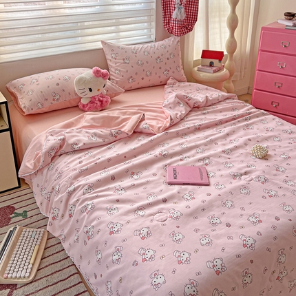 91家纺网 家纺一手货源 找家纺 妖妖家纺2025新款糯糯夏凉被四件套夏凉被空调被 猫咪来信