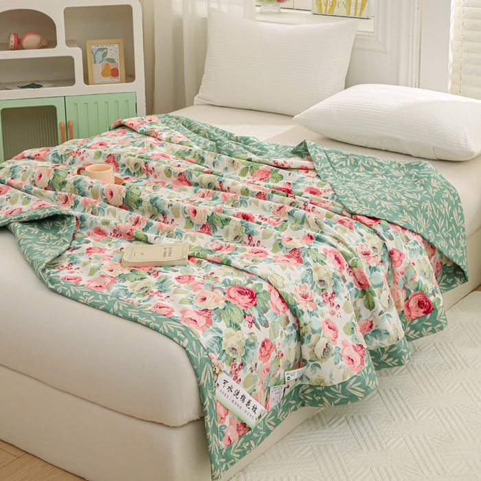 91家纺网 家纺一手货源 找家纺 锦鹭被业 2025新款A类里外全棉印花夏被 花舞