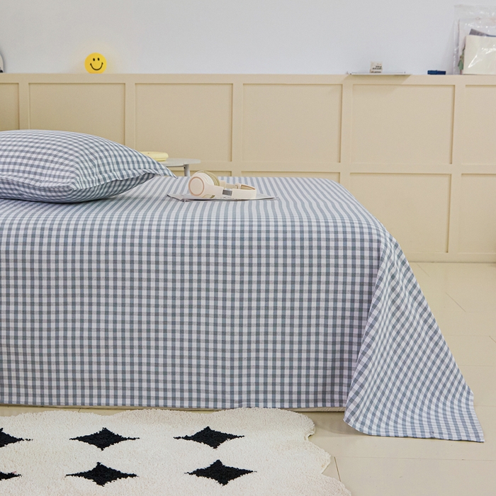 91家纺网 家纺一手货源 找家纺 2025新款全棉色织老粗布单床单 淡墨