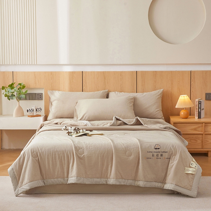 91家纺网 家纺一手货源 找家纺 2025新款无印风纯色100%新疆棉夏被夏凉被空调被棉花夏被棉花被子被芯爆款可机洗（包检测） 新疆棉-卡其