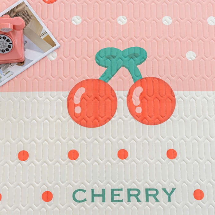 91家纺网 家纺一手货源 找家纺 默忆 2025新款凉感丝印花乳胶凉席 甜心樱桃