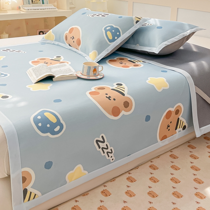 91家纺网 家纺一手货源 找家纺 （总）绒艺席业 2025新款600D冰丝印花数码印花冰藤席卡通小清新系列