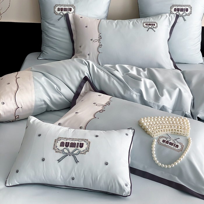 91家纺网 家纺一手货源 找家纺 品家居2025新款高支高密贡缎长绒棉四件套 觅-蓝