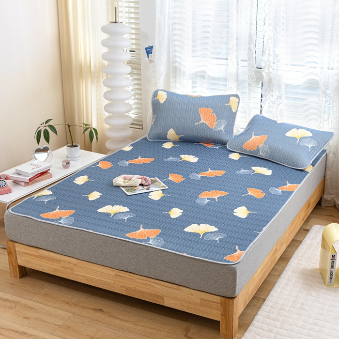 91家纺网 家纺一手货源 找家纺 默忆 2025新款凉感丝印花乳胶凉席 秋风落叶