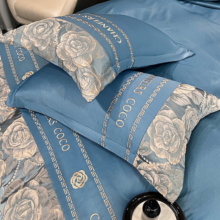 91家纺网 家纺一手货源 找家纺 （总）富宁2025新款浮雕金丝提花刺绣夏被四件套-恋花