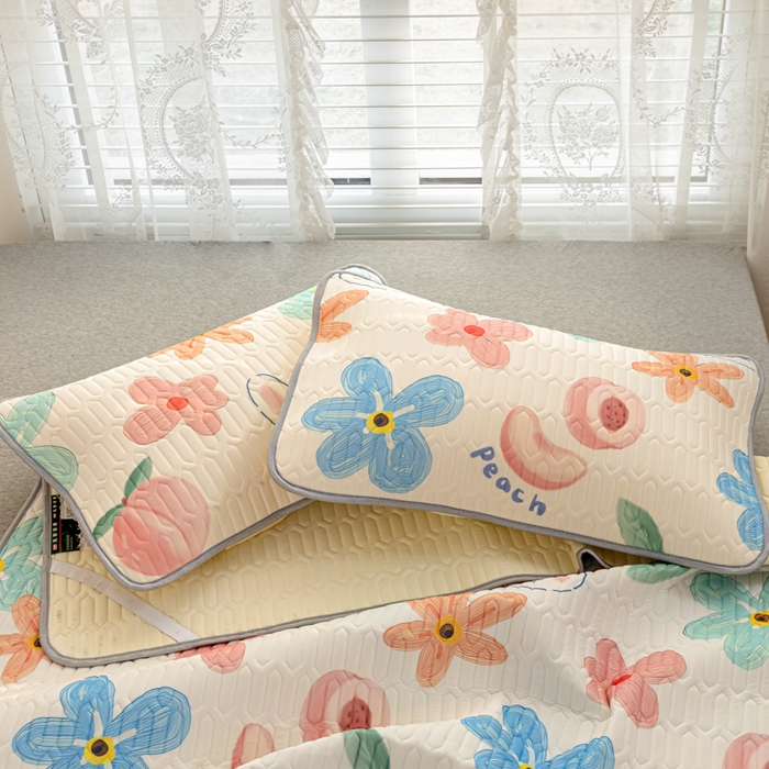 91家纺网 家纺一手货源 找家纺 默忆 2025新款凉感丝印花乳胶凉席 夏天味道