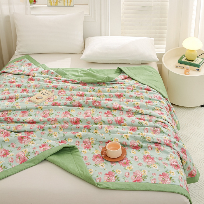 91家纺网 家纺一手货源 找家纺 锦鹭被业 2025新款A类里外全棉印花夏被 花团锦簇