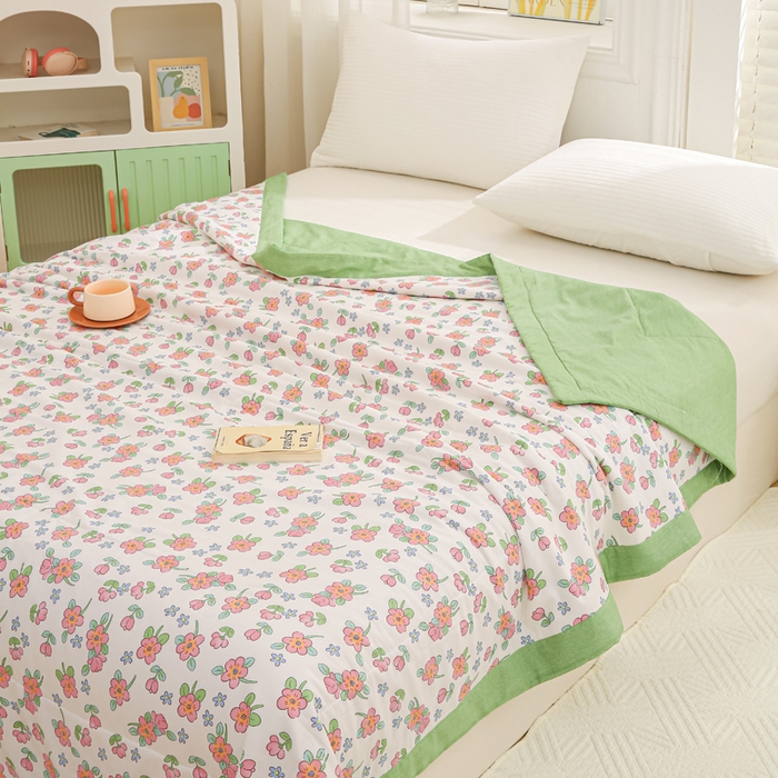 91家纺网 家纺一手货源 找家纺 锦鹭被业 2025新款A类里外全棉印花夏被 春的味道