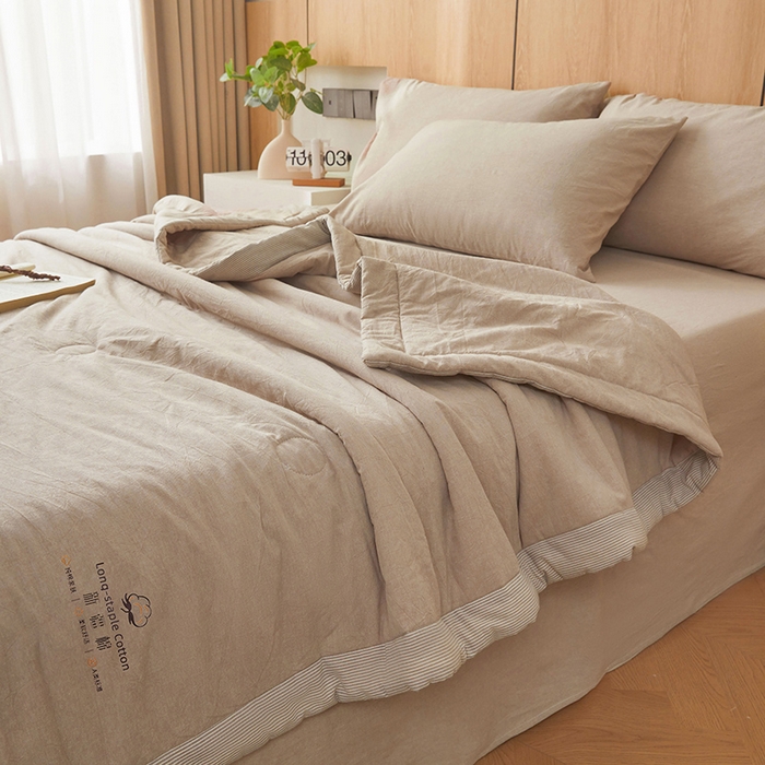 91家纺网 家纺一手货源 找家纺 2025新款无印风纯色100%新疆棉夏被夏凉被空调被棉花夏被棉花被子被芯爆款可机洗（包检测） 新疆棉-卡其