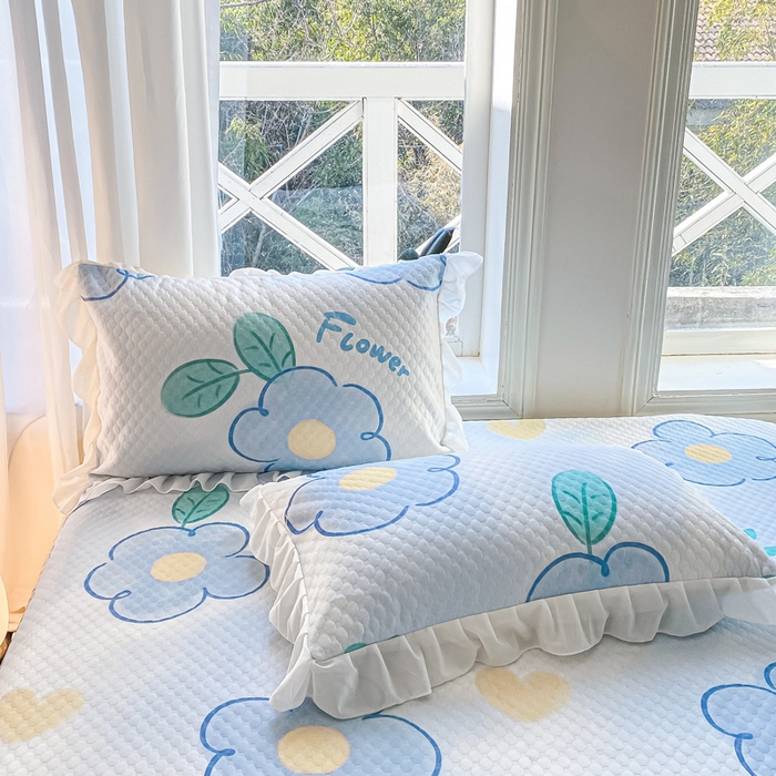 91家纺网 家纺一手货源 找家纺 康纳利2025新款A类冰豆豆床裙款凉席夏被四件套凉感丝空调被送买家秀 花语