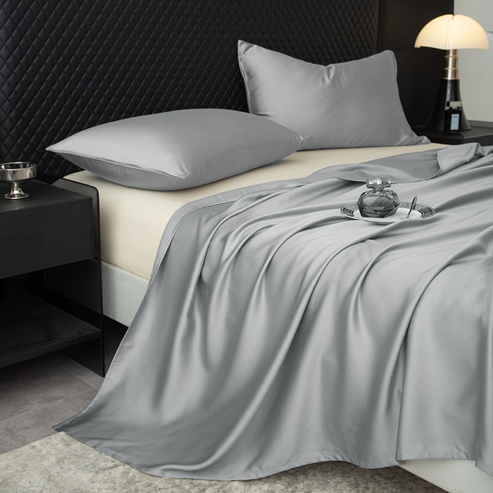 91家纺网 家纺一手货源 找家纺 简宜家居（朝初家纺） 2025新款A棉兰精天丝单床单 柔肌-高级灰