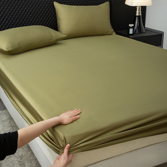 91家纺网 家纺一手货源 找家纺 简宜家居（朝初家纺） 2025新款兰精天丝单床笠 柔肌-松绿