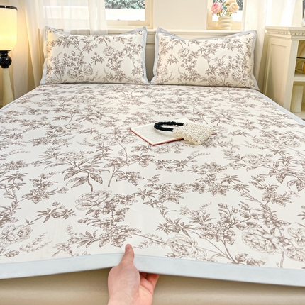 91家纺网 家纺一手货源 找家纺 （总）绒艺席业 2025新款600D冰丝印花数码印花冰藤席赫本风系列