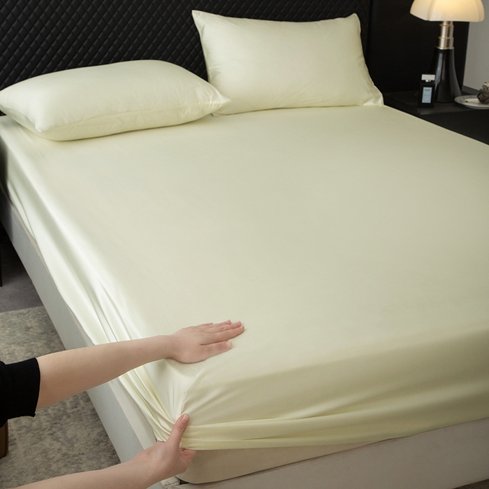 91家纺网 家纺一手货源 找家纺 简宜家居（朝初家纺） 2025新款兰精天丝单床笠 柔肌-绵白