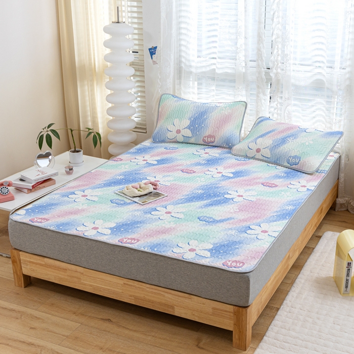 91家纺网 家纺一手货源 找家纺 默忆 2025新款凉感丝印花乳胶凉席 七彩世界