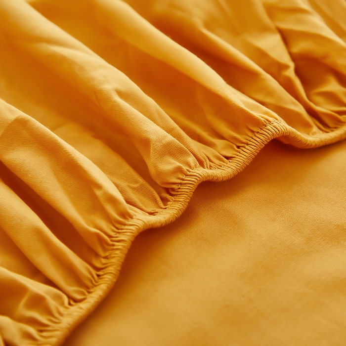 91家纺网 家纺一手货源 找家纺 艾橙家纺 2025新款正宗133x72喷气织造全棉纯棉纯色床笠三件套 香槟黄