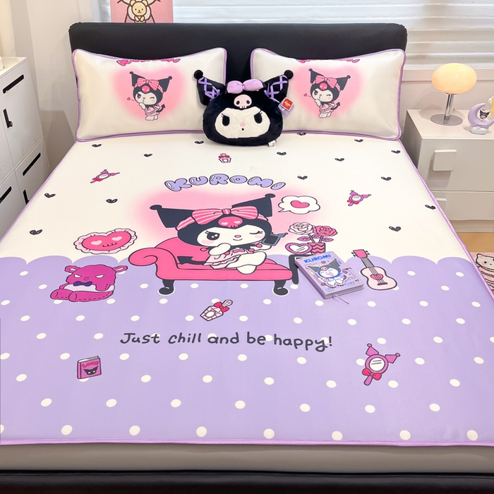 91家纺网 家纺一手货源 找家纺 暮思家居 2025新款正版授权A类大版数码印花三丽鸥可机洗1200D冰丝凉席可组合针织棉夏被四件套床笠款 床笠款-美妆库洛米