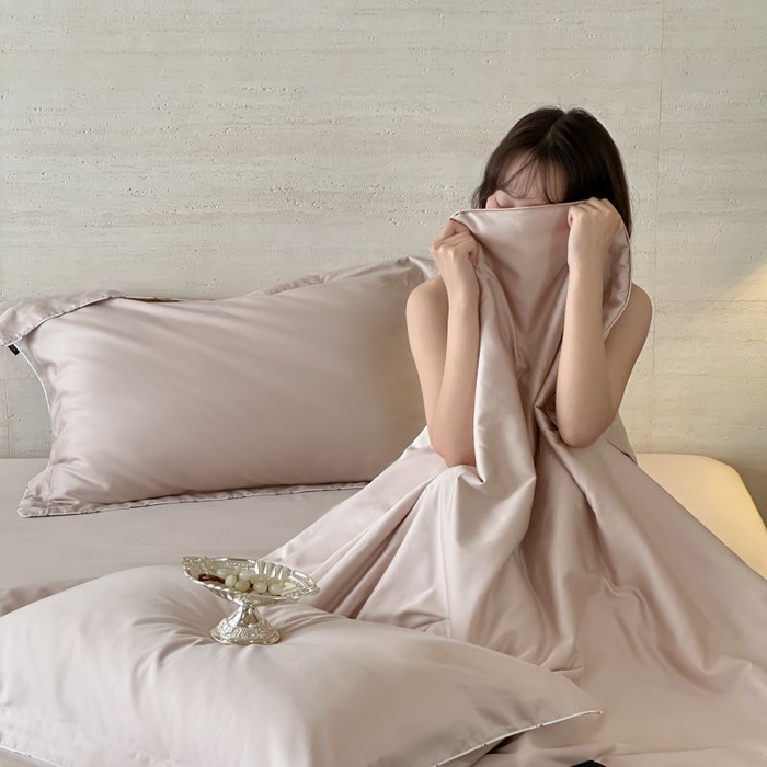 91家纺网 家纺一手货源 找家纺 茧羽世家 2025天丝纯色床笠夏被被子如丝系列 如丝 魅影粉