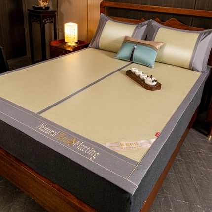 91家纺网 家纺一手货源 找家纺 卡罗兰 2025新款藤席凉席三件套床单床笠黄金藤系列 黄金藤香槟金-床席